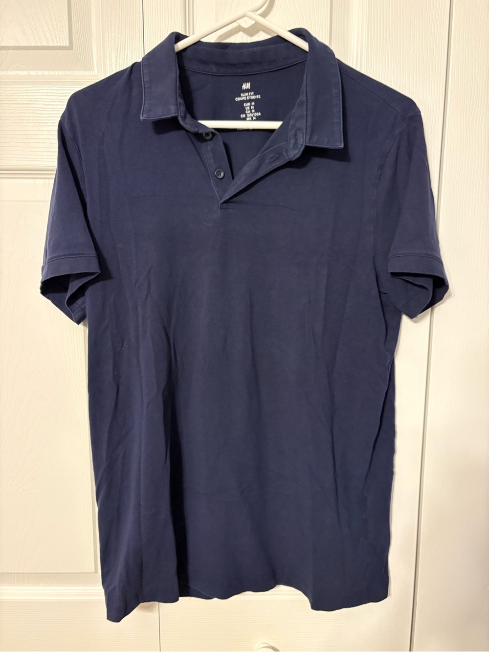 H&M Men’s Dark Navy Polo - Short Sleeve Collared Shirt